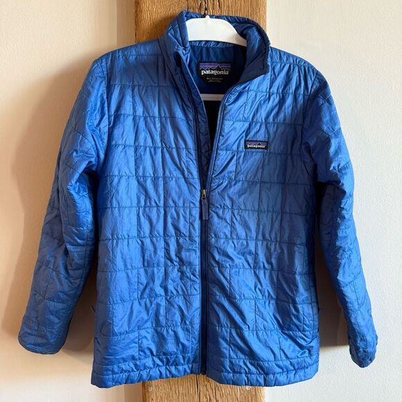 PATAGONIA Kids Nano Puff Brick Quilted Passage Blue Full Zip Jacket Sz 14 - Picture 1 of 7